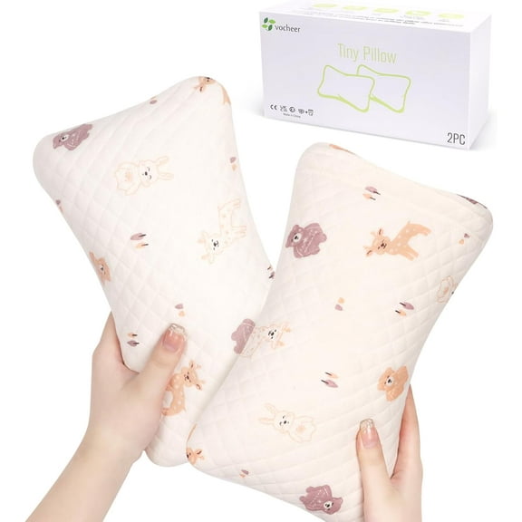 Small Pillows for Sleeping, 11"x 7" Mini Travel Pillow, Tiny Pillows for Neck, Wrist, Lumbar and Knee, Pets Pillow, Cotton, Machine Washable,Pink Deer-2PC