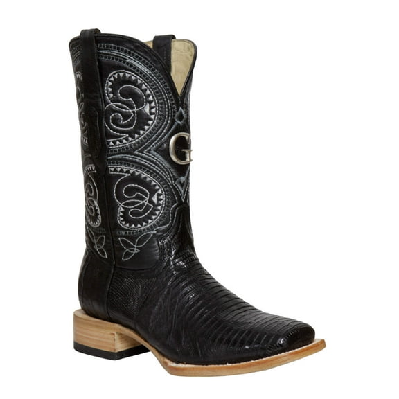 El General Men's Exotic Lizard Rodeo Cowboy Boots - Black 45069