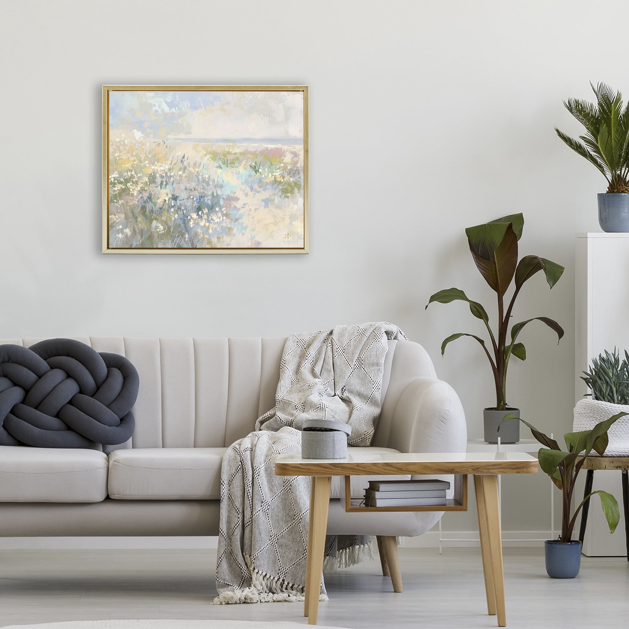 Stupell Industries Mottled Pastel Field Impression Gold Framed Floater Canvas Wall Art, design by Creative Studio