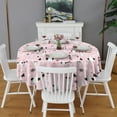 thumbnail image 2 of Pink Christmas Tree Pattern Round Tablecloth 60"x60",Wrinkle Wipeable Table Cloth for Kitchen Dining Room Picnic Patio Party, 2 of 6