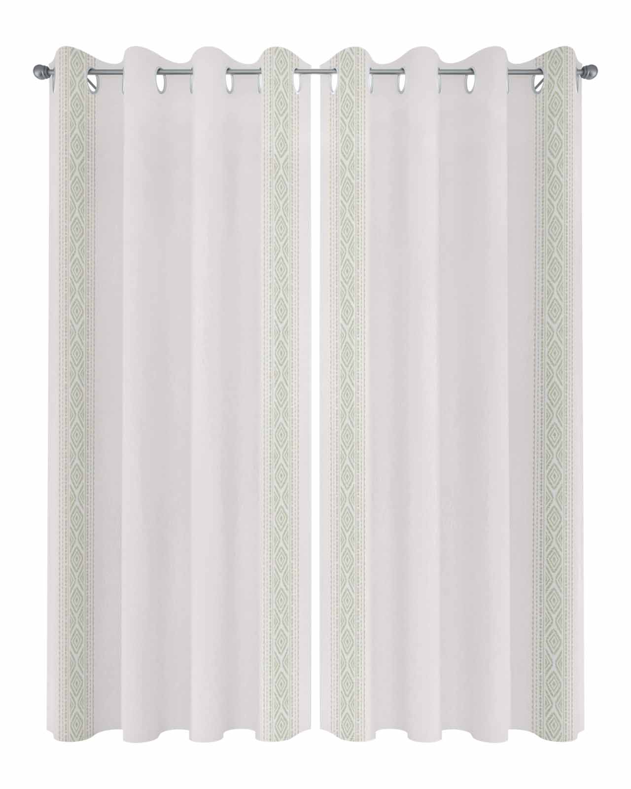 Sage Green Boho Striped Outdoor Curtains for Patio, Vintage Ethnic Tribe Geometric Privacy Drapes Grommet Waterproof Outside Curtains for Porch/Cabana/Balcony 54"x 95", 2 Panel