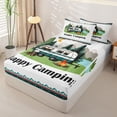 thumbnail image 2 of Erosebridal Cartoon Camper Pattern Zipper Full Size Comforter Sets with Fitted Sheet and 2 Pillowcases,Happy Camping Zipper Bedding Set,Green Red,Grey Reversible, 2 of 6