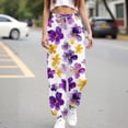 thumbnail image 4 of Endives Womens Linen Pant 3D Floral Print High Waisted Summer Wide Leg Pant Casual Trousers Beach Vacation Outfits, 4 of 7