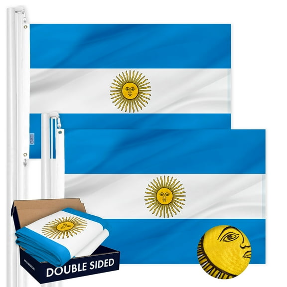 Argentina Argentianian Flag 3x5FT 2-Pack Double-sided Embroidered Polyester By G128