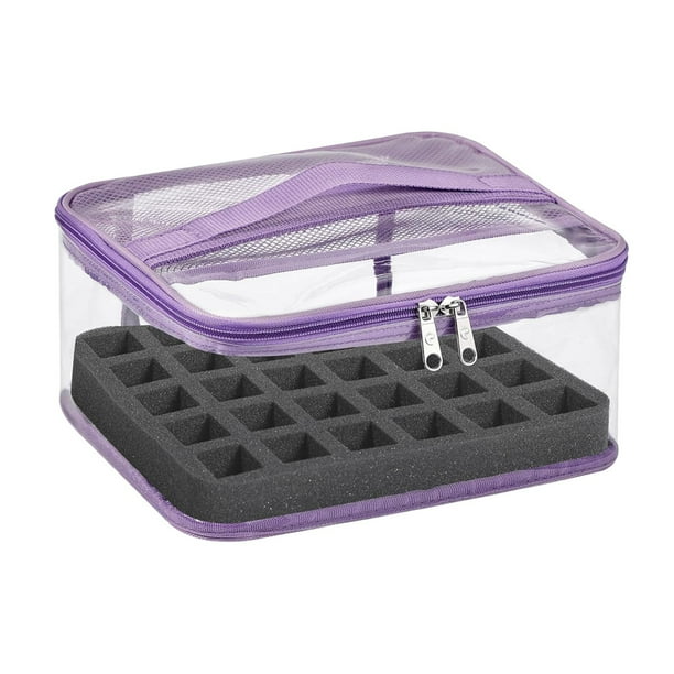 Organizador de esmaltes de uñas, estuche portátil y versátil con asa, capacidad para 30 esmaltes. Violeta