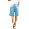 vdgthytj Cotton Linen Dressy Bermuda Shorts Women Plus Size Solid