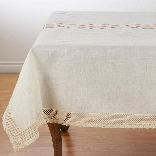 Saro Lifestyle Nappe Carrée en Dentelle 72 Po. Design Abstrait Mélange Poly - Naturel