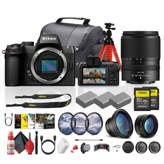 Nikon Z50 II Mirrorless Camera 20.9MP with 18-140mm Lens Bundle 64GB Card 2 Batteries Software Telephoto Lens (International Model)