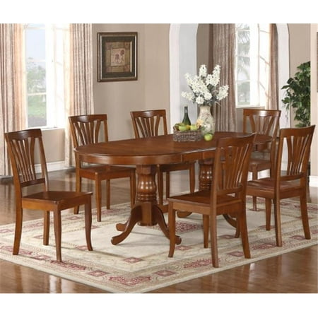 - Wooden Imports Furniture PLPS5-SBR-W 5PC Plainville Table with Double Pedestal & 4 Piccasso Wood Seat Chairs in Saddle Brown Color Finish