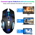 thumbnail image 5 of Rechargeable Wireless Bluetooth Mouse Multi-Device (Tri-Mode:BT 5.0/4.0+2.4Ghz) with 3 DPI Options, Ergonomic Optical Portable Silent Mouse for Mate X2 4G White Green, 5 of 7
