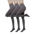 thumbnail image 2 of BiZtdJrK Women's 3 Pairs Solid Color Opaque Tights High Waisted Compression Leggings Pantyhose Halloween Costumes, Dark Gray, M, 2 of 2
