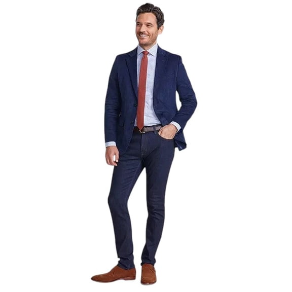 Nautica Mens Modern Fit Corduroy Sport Coat Blazer 40 R Navy Blue Solid Stretch