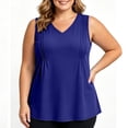 thumbnail image 5 of TGSLY Women's Plus Size Pleats Tank Tops V Neck Basic Solid Color Sleeveless Vest Casual Flowy Summer A-Line Swing Hem Blouses XXXXXL, 5 of 8