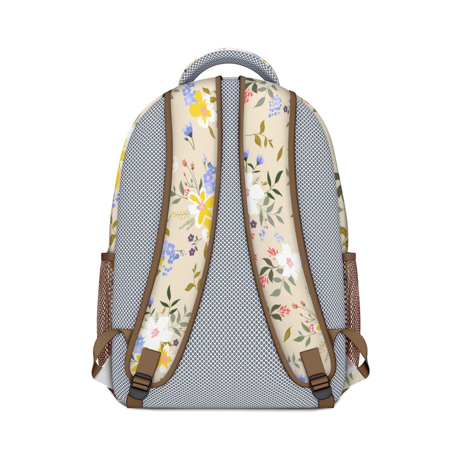 Summer Bright Floral Print Backpack - Waterproof Stylish Bookbag for College