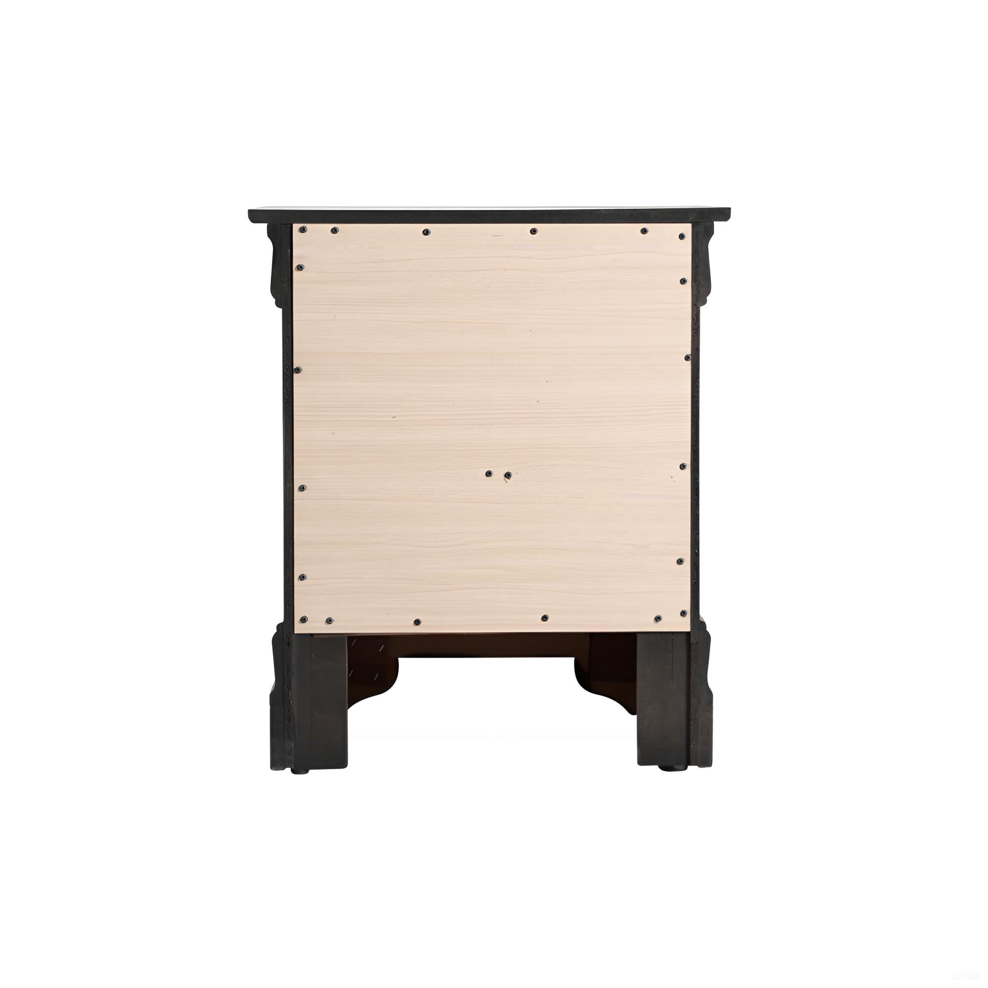 Noble House Traditional 2-Drawer Nightstand with English Dovetail Drawers, Black Finish