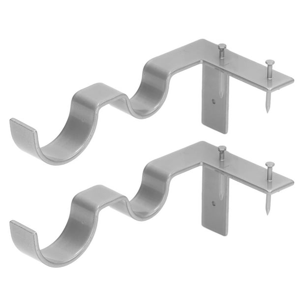 Youthink Curtain Rod Holder, 2pcs Double Curtain Rod Bracket Premium Steel Sturdy Durable For Home Silver