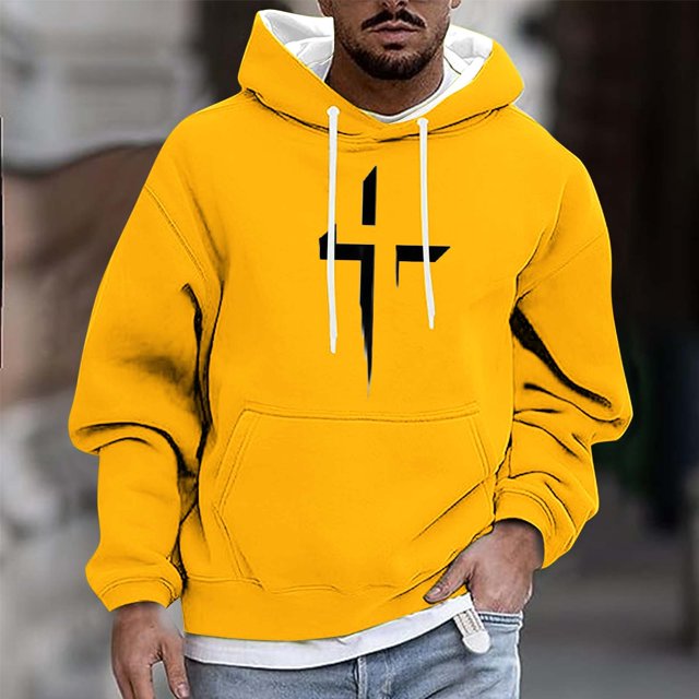 Sudadera con capucha para hombre, informal, a la moda, con estampado, con cordón, de manga larga, de poliéster