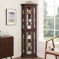 thumbnail image 2 of Jopath Display Cabinet with Glass Doors, Glass Corner Cabinet With Light, Wine Cabinet with Adjustable Glass Shelves for Living Room Dark Cherry(Bulb Included), 2 of 9