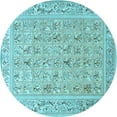thumbnail image 1 of Ahgly Company Indoor Round Animal Light Blue Traditional Area Rugs, 5' Round, 1 of 4