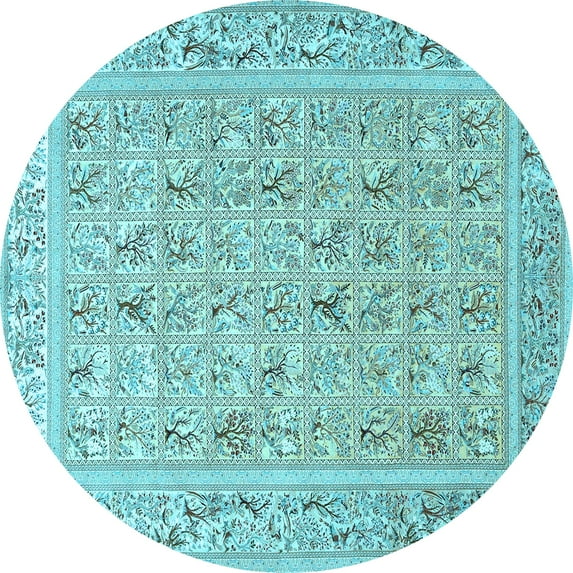 Ahgly Company Indoor Round Animal Light Blue Traditional Area Rugs, 5' Round