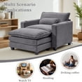 thumbnail image 7 of Armrest Sofa with Ottoman,Gexpusm Oversized Upholstered Corduroy Sofa Chair with Cup Holders & USB Ports for Bedroom,Living Room,Small Spaces,Lounge Sofa Chair,Gray, 7 of 7