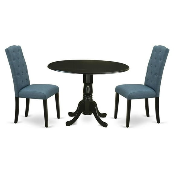 Atlin Designs 3-piece Wood Dining Set in Black/Blue