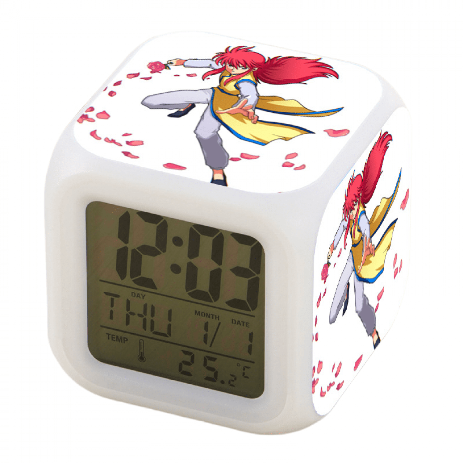 Anime Alarm Clock for Kids Room, LED Digital Bedroom Alarm Clock Easy