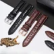 thumbnail image 2 of Correa de reloj de piel de cocodrilo de cuero genuino para hombre y mujer, hebilla de mariposa con aguja para Mido Longines Famous Master Omega IWC Watchband, 2 of 5