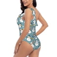 thumbnail image 4 of Gukieu Snowflake Scarf Snowman Print One-shoulder Ruffled One-piece Swimsuit with Removable Chest Pads and Tummy-control Swimsuit for Women-X-Large, 4 of 6