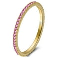 thumbnail image 3 of Eternity Ring Wedding Band for Women Thin Sterling Silver Pink Cz Ginger Lyne Collection, 3 of 7