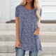 thumbnail image 2 of Camiseta de Cuello Redondo de Manga Corta de Raglan Impresa Casual para Mujeres con Espalda Corta Delantera Larga, 2 of 5