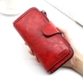 thumbnail image 3 of Cartera larga para mujer, cartera sencilla de piel encerada con aceite, monedero de color liso, bolso de mano para mujer, 3 of 6