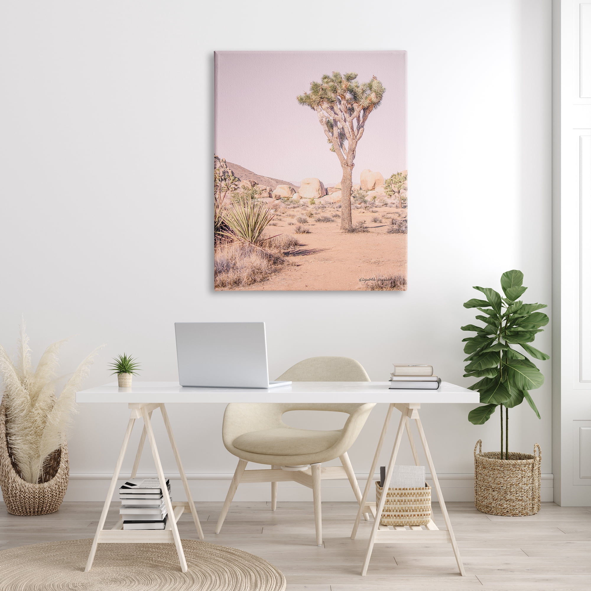 Stupell Industries Desert Tree and Agave Plant Sun Bleach Sky Nature Photography Gallery Wrapped Canvas Print Wall Art, 36 x 48
