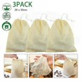 thumbnail image 1 of 3x Sac de Lait de Noix en Coton Biologique Filtre Alimentaire Réutilisable pour Café Fromage, 1 of 5