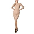 thumbnail image 1 of ITFABS Female Solid Color O-Neck Long Sleeve See-Throught Dress+ Vest+ Shorts, 1 of 4
