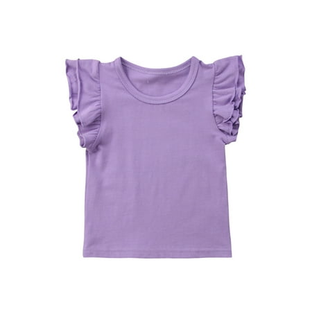 

FOCUSNORM Infant Toddler Baby Girl Top Basic Plain Ruffle T-Shirt Blouse Clothes
