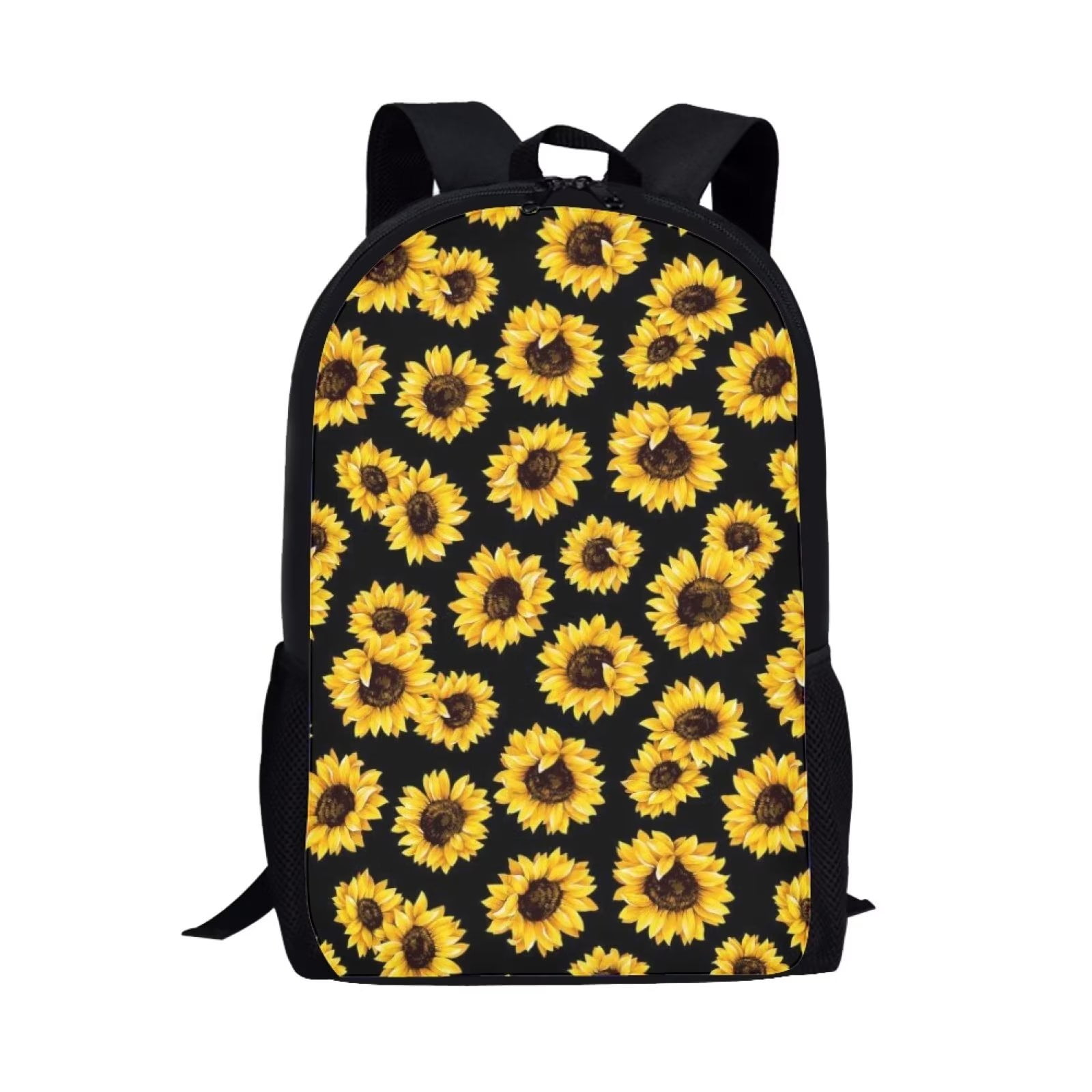 Diaonm Black Sunflower School Supplies Backpack for Kids Girls Cute 16