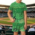 thumbnail image 2 of WhouRiu Boys Girls Summer Casual Outfits Kids Unisex Short Sleeve Ice Cream Graphic Tees Shorts Sets, 2 of 4