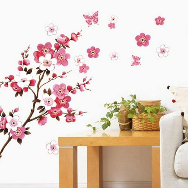 3D Pink CHERRY BLOSSOM WALL Sticker Art Home Decor Graphic Flowers ...