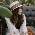 thumbnail image 5 of Sombrero de paja de 56-58cm de circunferencia para mujer, sombrero de paja de estilo retro, sombrilla de viaje para playa, sombrero protector solar, sombrero plano de ala grande, 5 of 5