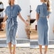 thumbnail image 1 of Puntoco Vestido De Manga Corta Con Cuello En V, Vestido De Mezclilla Con Cinturón Y Cintura Con Botones Y Solapa Con Cuello En V Para Mujer Azul Claro M, 1 of 7