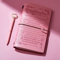 thumbnail image 3 of Regalo: Juego de Cuaderno Rosa + Bolígrafo Corazón, Cuaderno de Cuero, Notas Recargables, Diario de Viajes, 3 of 3