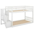 thumbnail image 3 of DreamBuck Twin over Twin Bunk Bed with Storage Staircase, Low Bunk Beds Solid Wood Floor Bunk Bed Frame with Guardrail Ladder, No Box Spring Required, White, 3 of 7