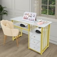 thumbnail image 4 of Nail Desk, Marbling Texture Manicure Desk with 3 Drawers 100*40*76cm Nail Salon, 4 of 10