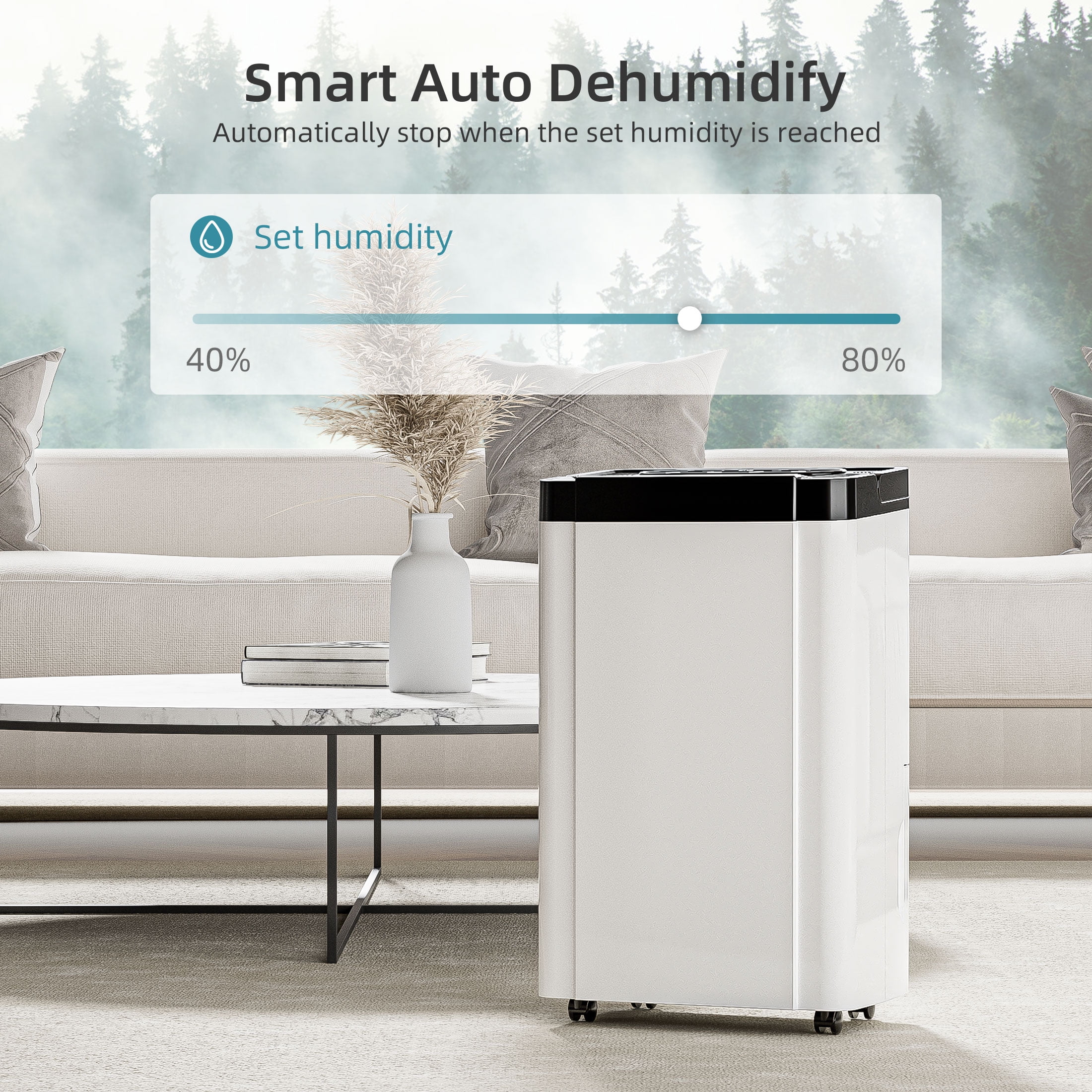 Rocyis Dehumidifier, 70 Pint, Suitable for 4,500 sq. ft. Home, Auto Shut Off, 0.8 gal Capacity, 360-degree RH (19 Pint DOE)