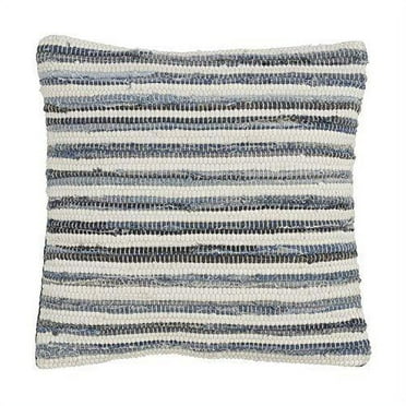 Fennco Styles Gênes Collection Bohemian Tasseled Chindi 100% Pure Cotton 18" x 18" Throw Pillow with Case & Insert