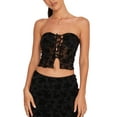 thumbnail image 1 of Coduop Women's Fashion Strapless Tube Tops Sleeveless Floral Print Cross Tie-Up Mesh Tank Tops, 1 of 7