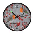 thumbnail image 2 of Voice Activated Clock with Glow Light 12 Inch Large Silent Wall Clock Battery Operated for Home Decor Red Berries and Robin Birds, 2 of 8