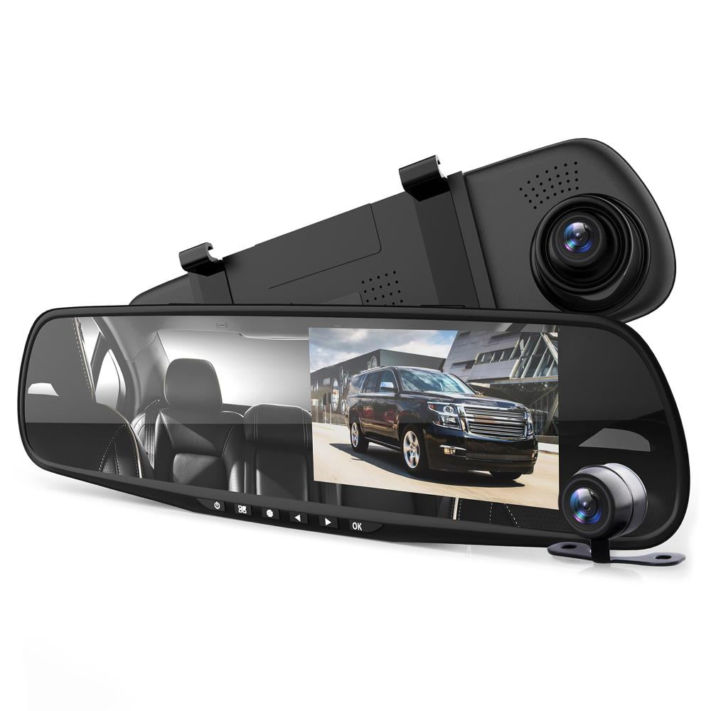 4.3'' HD 1080P Dual Lens Car DVR Rearview Mirror Dash Cam Recorder Camera Kits 