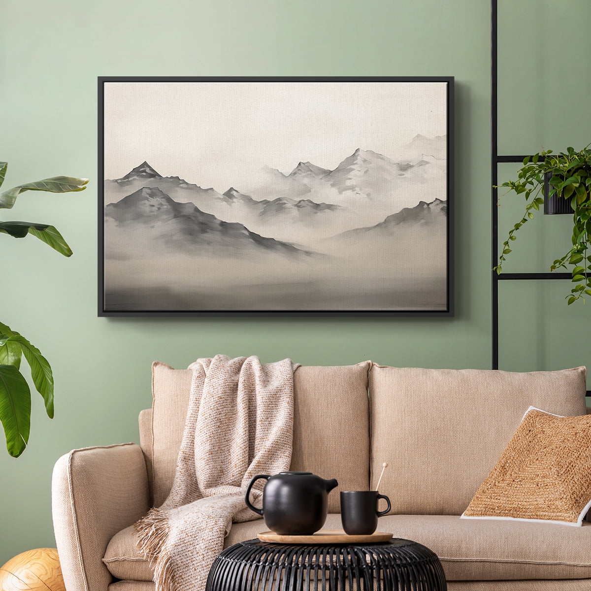 Vintage Landscape-XVIII By Wexford Home Framed in Black Wood Gallery Wrapped Canvas 25 in. x 37 in.